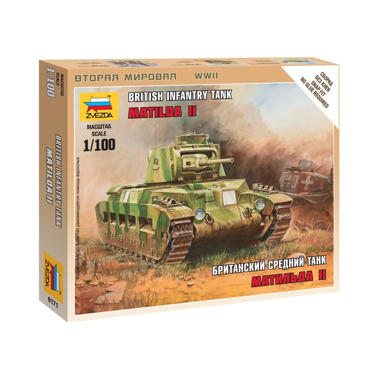Zvezda Matilda Mk.I Military Tank SnapKit - Plastic Model Kit - View #8