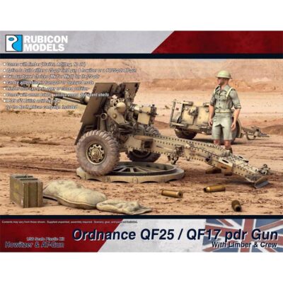 RU280115 Rubicon Ordnance QF25 / QF17 pdr Gun with Limber & Crew 28mm
