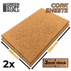 GSW10458 Green Stuff World 3mm Cork Sheets (2pcs)